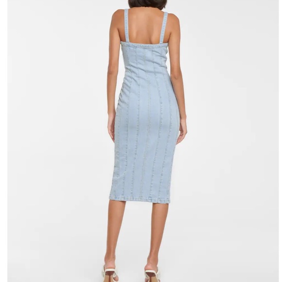COPY - Rotate Birger Christensen Kayla Denim Midi Dress - Size 6 - Picture 2 of 10